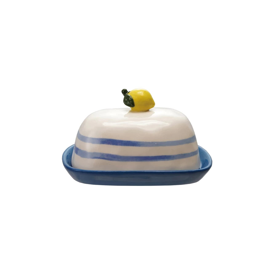 STONEWARE BUTTER DISH W/ LEMON
