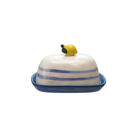 STONEWARE BUTTER DISH W/ LEMON