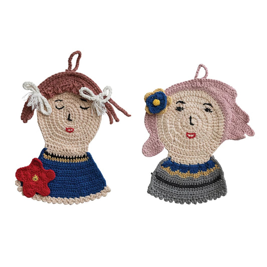 HAND-CROCHETED GIRL SHAPED POT HOLDER