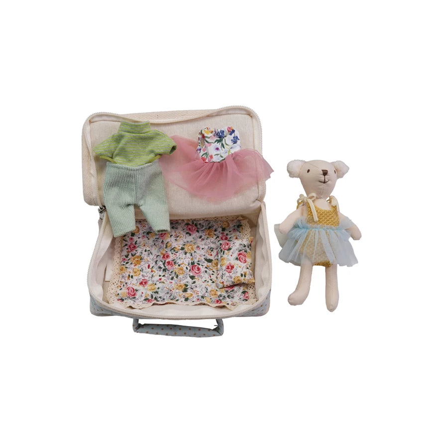 S/6  FABRIC SUITCASE W/DOLL