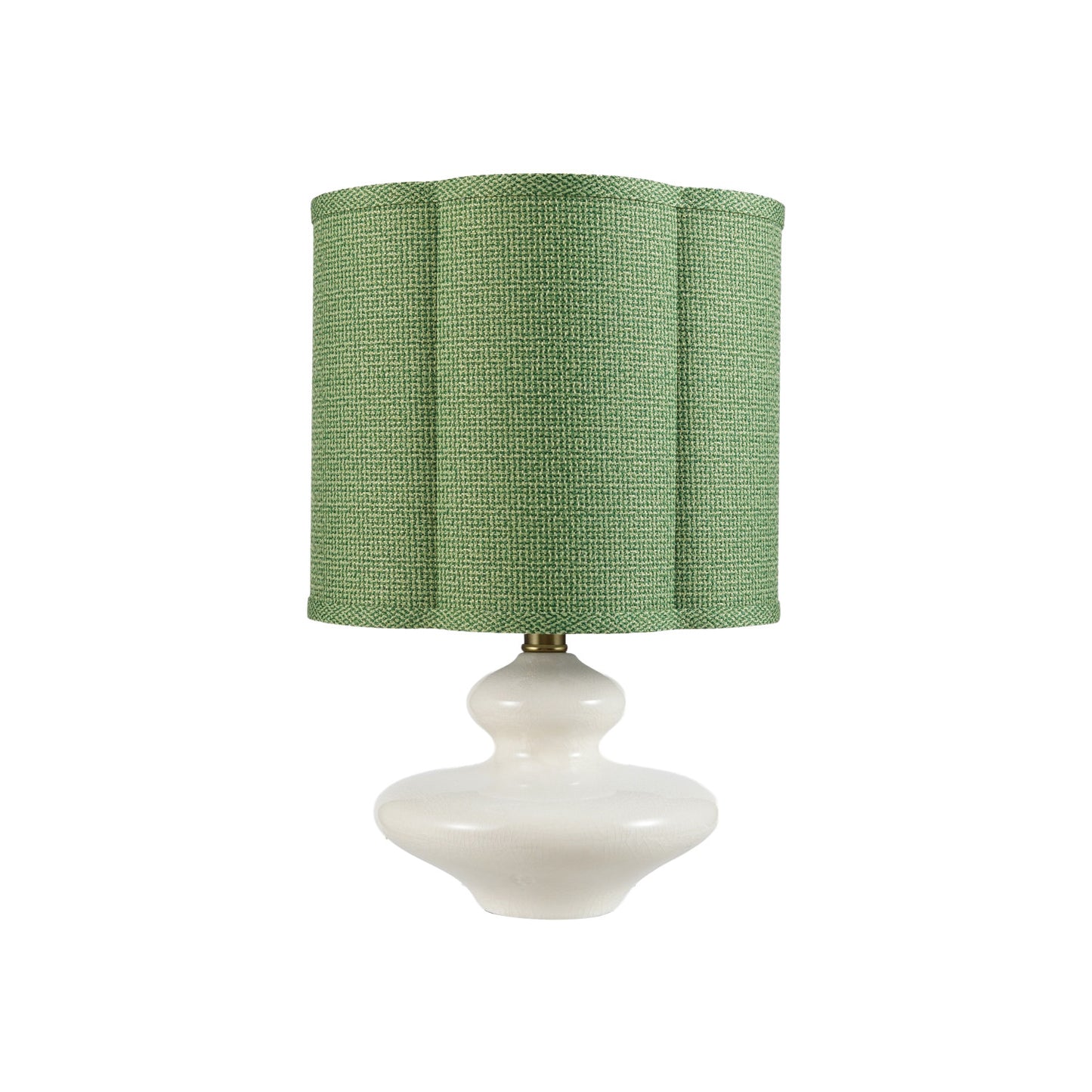 Stoneware Table Lamp with Scalloped Green Fabric