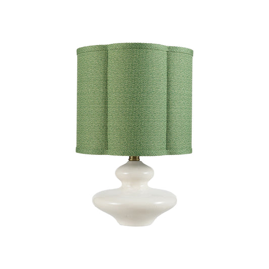 Stoneware Table Lamp with Scalloped Green Fabric