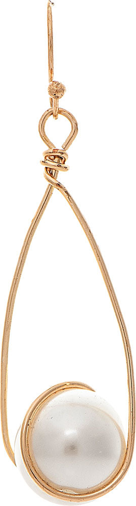 RAIN-LOOPY BIG PEARL DROP EARRING-GOLD