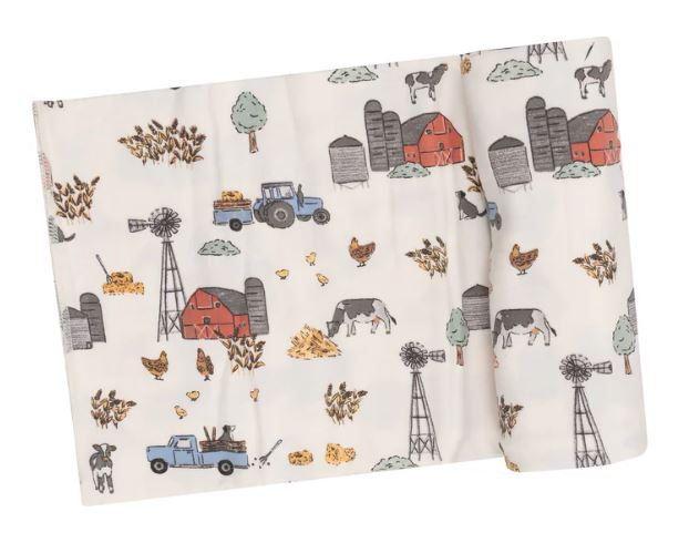 ANGEL DEAR SWADDLE-HAY FARMER BLUE