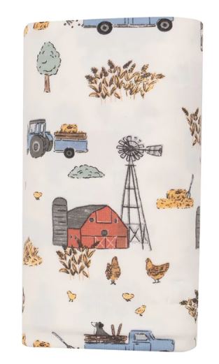 ANGEL DEAR SWADDLE-HAY FARMER BLUE