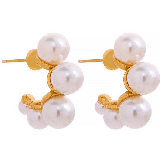 COASTAL GRIT- FRENCH PEARL GOLD EARRINGS