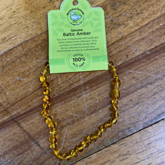 BALTIC AMBER NECKLACE-HONEY 10"