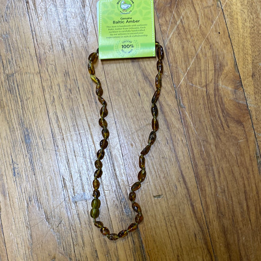 BALTIC AMBER NECKLACE-ADULT GREEN 18"