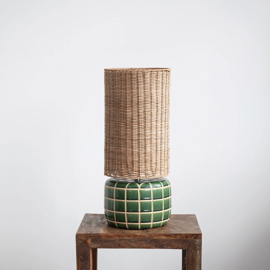 CREATIVE CO-OP GREEN CERAMIC LAMP