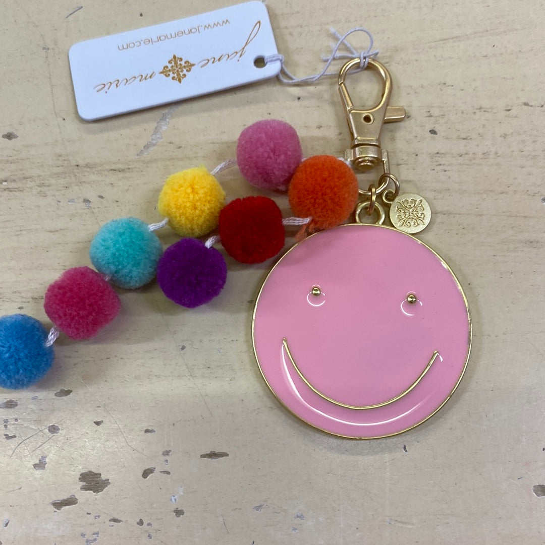 JANE MARIE SMILEY FACE KEYCHAIN/LT PINK