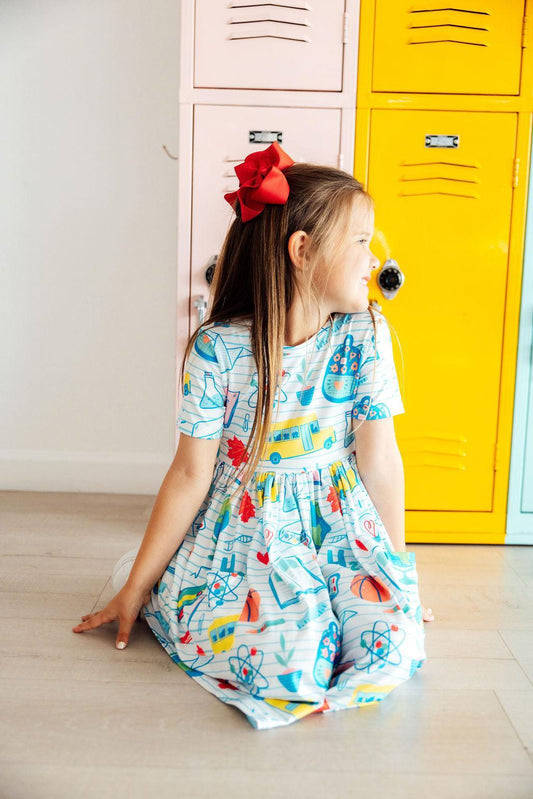 MILA & ROSE S/S TWIRL DRESS-SCHOOL RULES