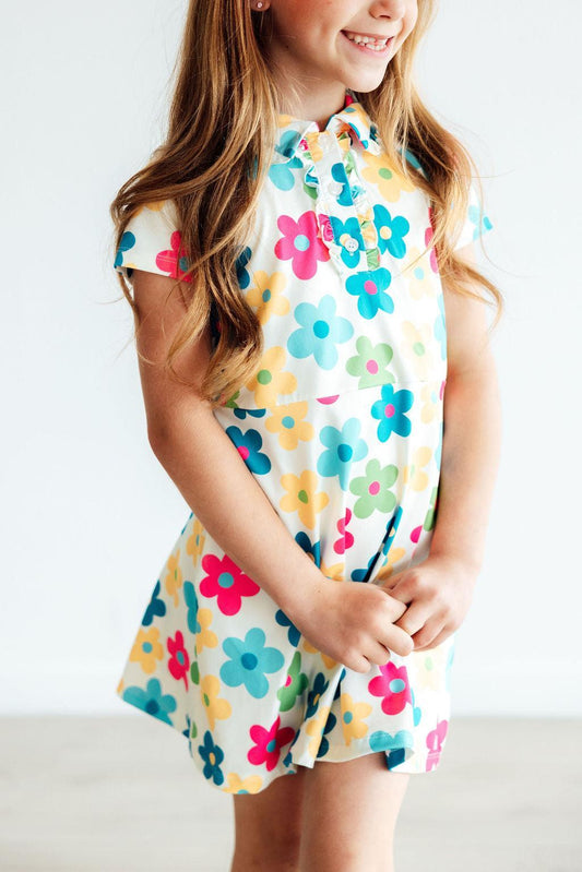 MILA & ROSE S/S POLO DRESS-GROOVY BLOOMS