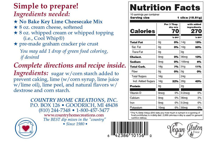 CHC NO BAKE KEY LIME CHEESECAKE MIX