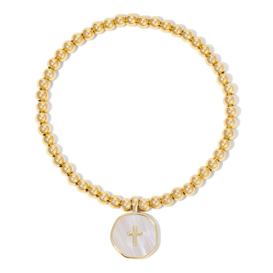 SPLENDID IRIS- 4mm BEADED CROSS BRACELET