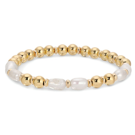 SPLENDID IRIS-STRETCH W/3 PAIRED PEARLS & DISCS BRACELET