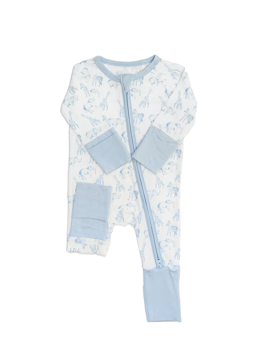 UPTOWN KIDS-SLEEP ROMPER-SAFARI/BLUE