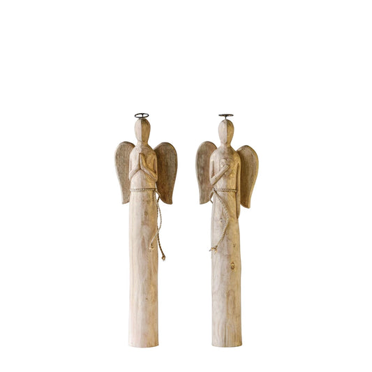 24-1/4" H MANGO WOOD ANGEL-HANDS CROSSED