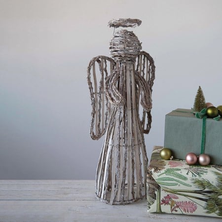 Wicker Angel 22 IN RATTAN ANGEL - WHITE WASH – Cocobellas Gifts