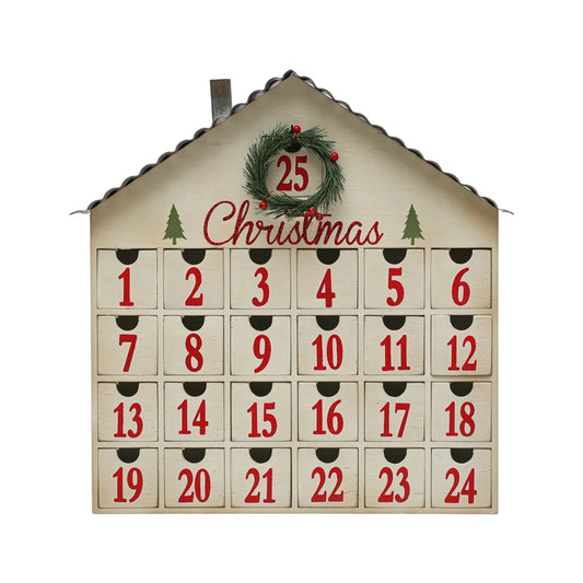 16 3/4 MDF/METAL CHRISTMAS ADVENT HOUSE