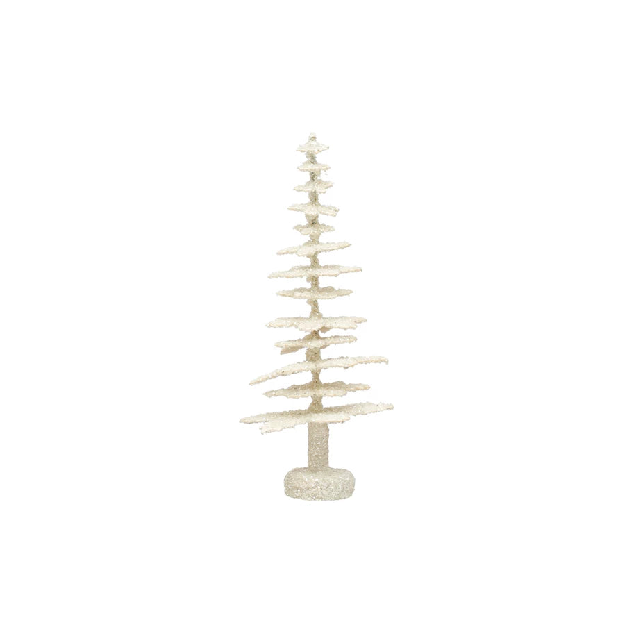 4" X 9H PAPER TREE W/GLITTER ANTIQUE FIN