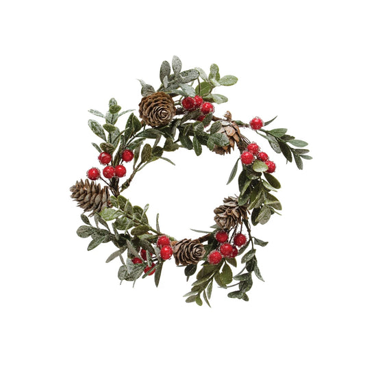 14" ROUND FAUX W/RED BERRY WREATH