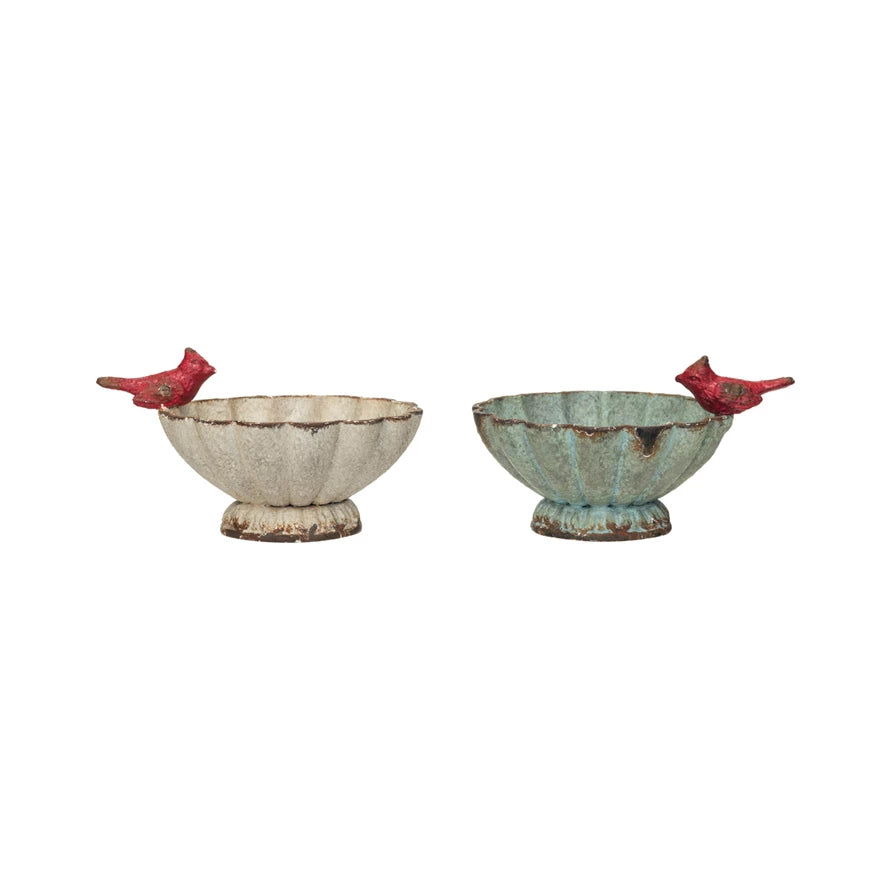 4 X 3 1/4" PEWTER BOWL W/ RED BIRD