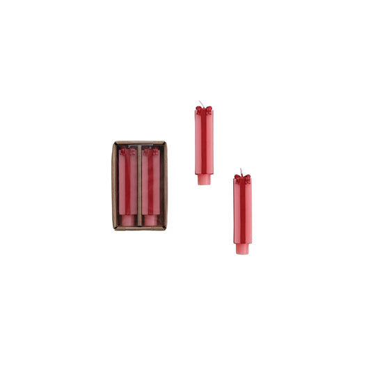 S/2 4-3/4"H GIFTBOX TAPER CANDLE SM-PINK/RED BOW