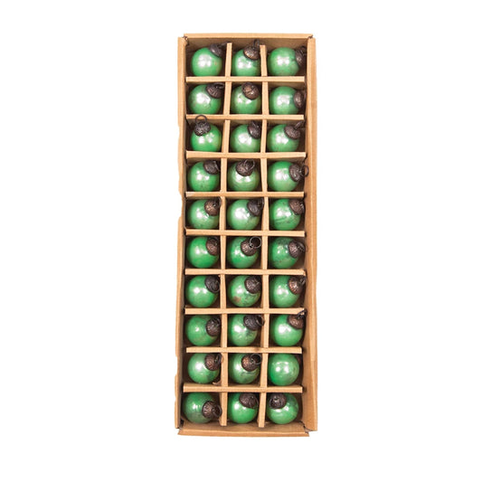 S/30 1" RD MERCURY GLASS BALL ORNAMENT-GREEN