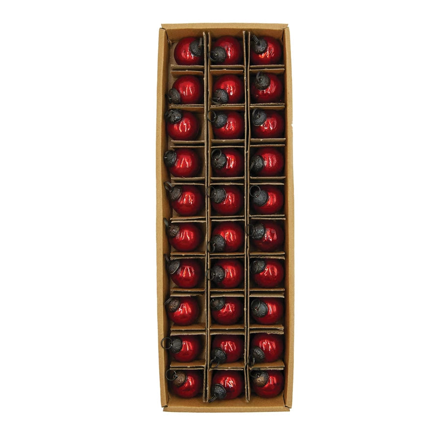 S/30 1" MERCURY GLASS BALL ORNAMENT-RED