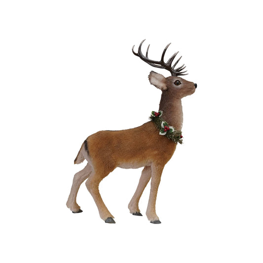 16"L X 8"W X 22H FAUX FUR DEER W/WREATH MULTI COLO