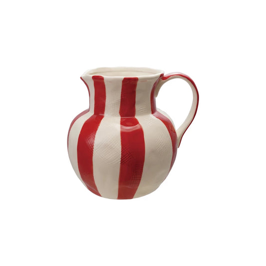 STONEWARE PITCHER W/RED STRIPES