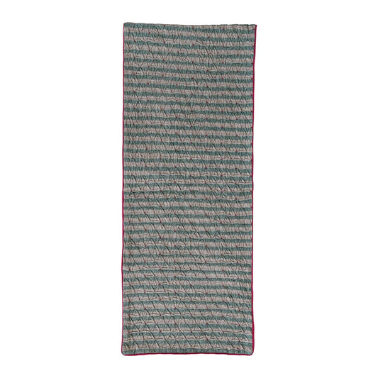 72X14 WOVEN SMOCKED TABLE RUNER BEADS/VELVET PIPING