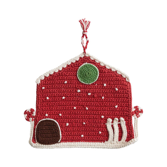 8" SQ COTTON POT HOLDER-HOUSE SHAPED