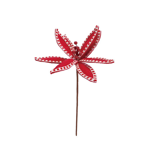 15"H POLYESTER POINSETTA W/RED CREAM BORDER