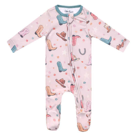 COPPER PEARL ZIP UP FOOTIE-CHEYENNE