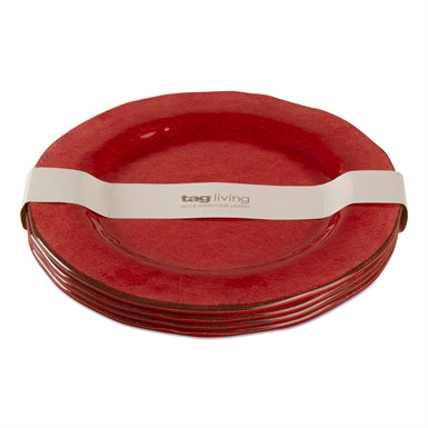 VERANDA SET OF 4 DINNER PLATES/RED
