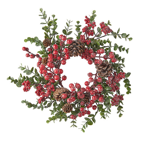 14" ICED MIXED BERRY MINI WREATH CANDLE