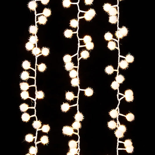 8 WHITE SNOWBALL SNAKE LIGHT GARLAND