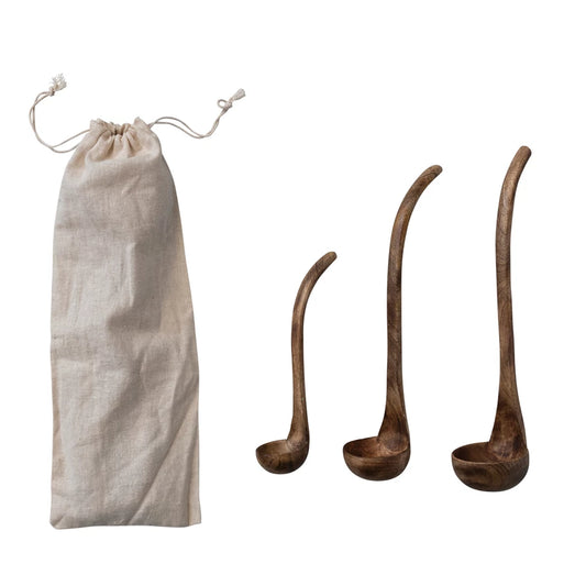 S/3 12" MANGO WOOD LADLES