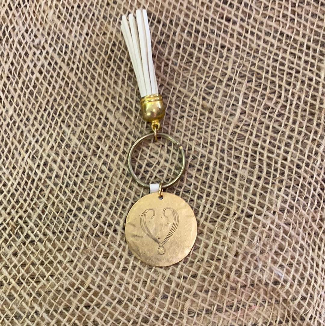 GOLD MONOGRAM KEYCHAIN/V