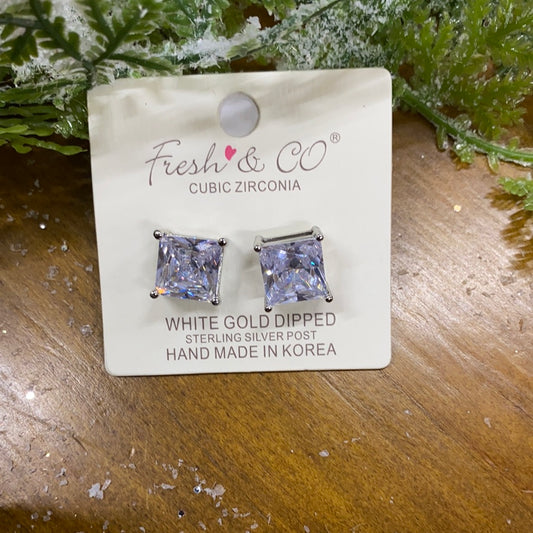 FRESH & CO EARRINGS/SQUARE SILVER/LG