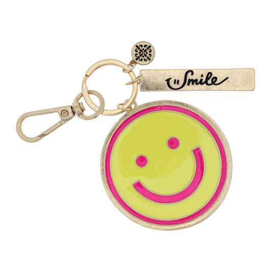 JANE MARIE SMILEY FACE KEYCHAIN/YELLOW