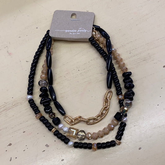 GOLD/BLACK/TAUPE NECKLACE