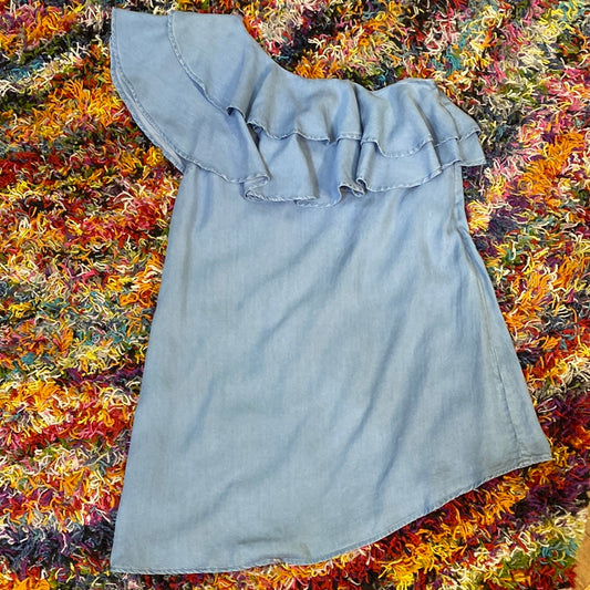 DENIM OFF THE SHOULDER DRESS/SMALL