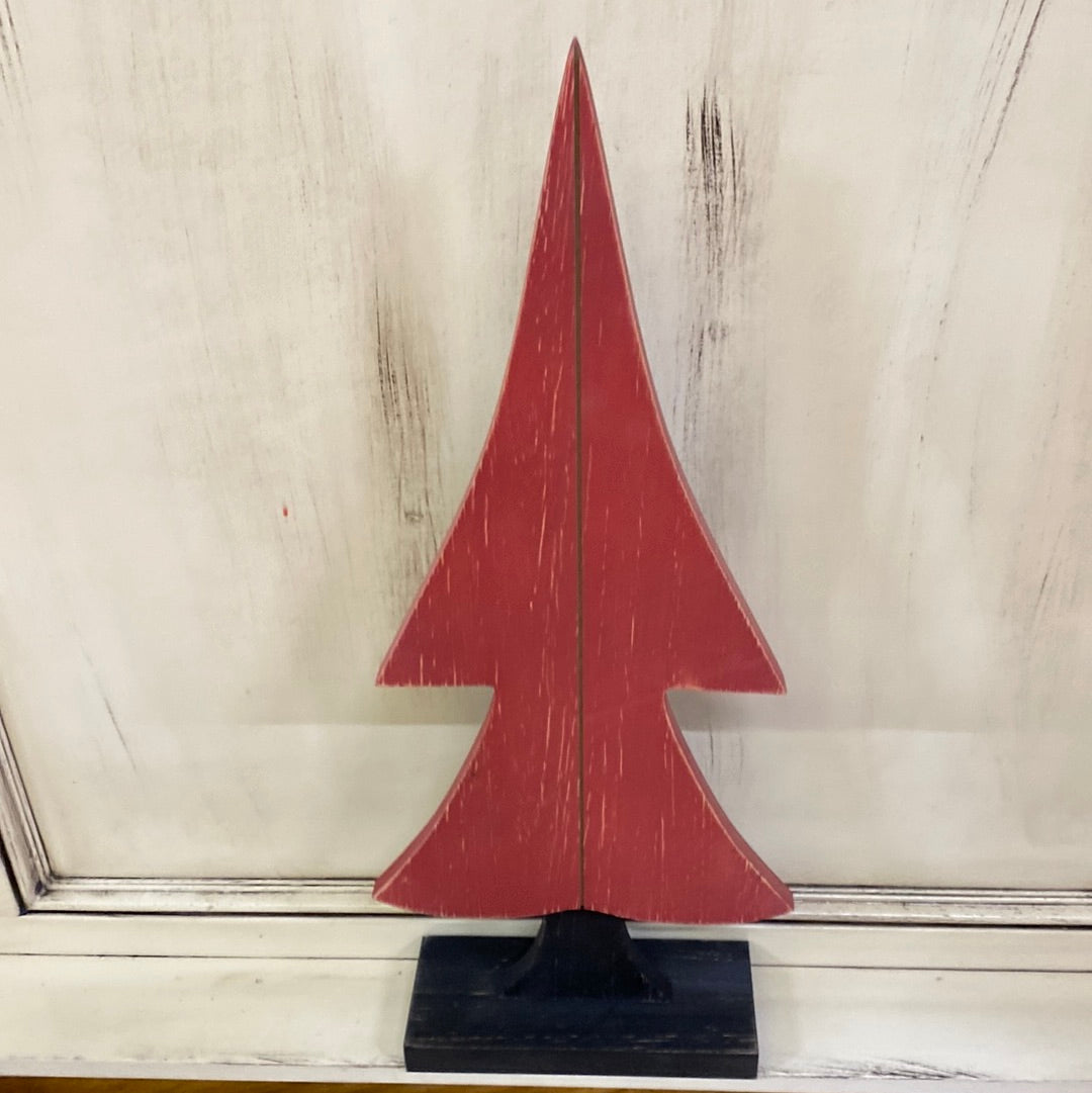 POINTED WOOD CHRISTMAS TREE W/STAND