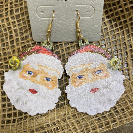 TIPI WOODEN SANTA EARRINGS