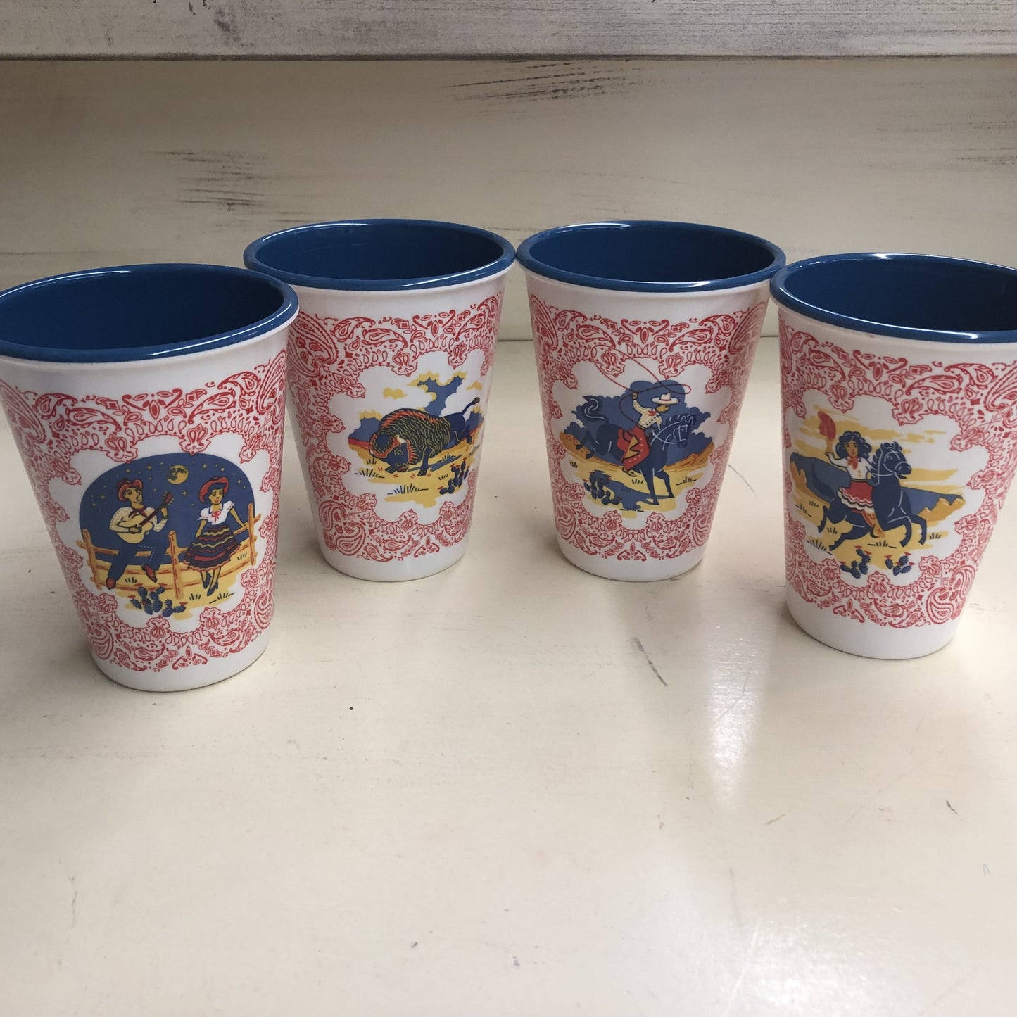 WESTERN MELAMINE CUPS SET OF 4