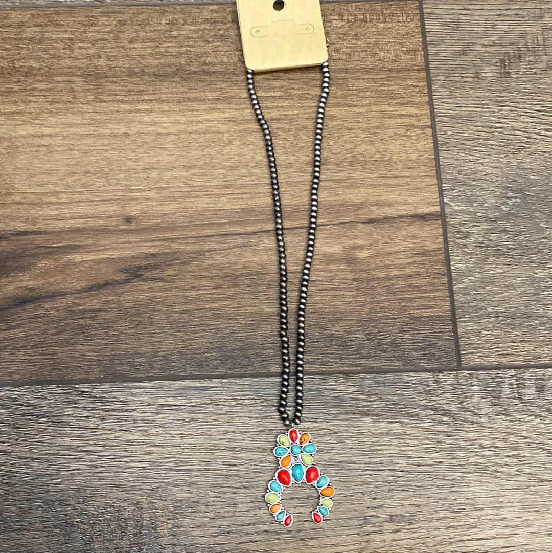 SMALL SILVER BEADED SQUASH NECKLACE