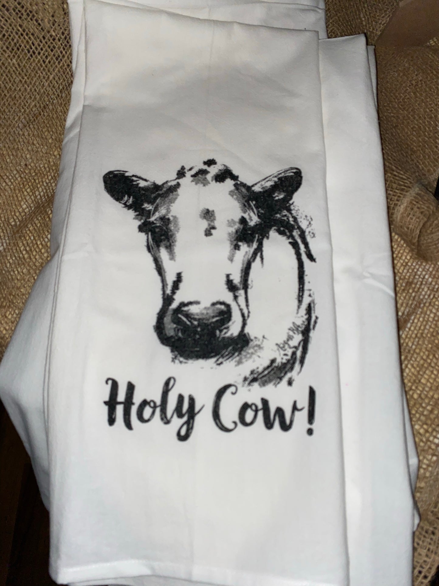 AUGUST BLEU TEA TOWEL HOLY COW