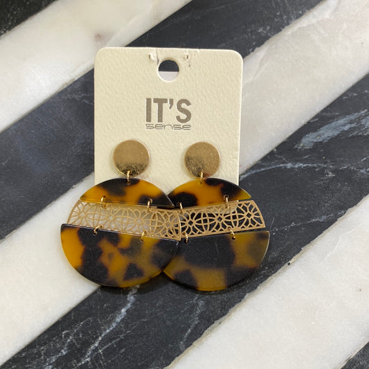 ITS ROUND TORTOISE/GOLD EARRINGS